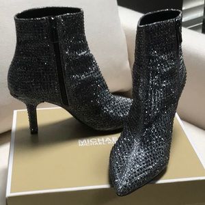 Michael Kors Gunmetal Crystal Katerina Bootie